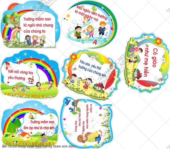 file vector bang khau hieu truong mam non